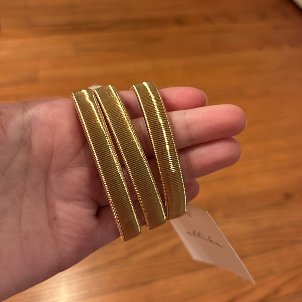ettika Gold Stretch Coil Bracelets - Set of 3
